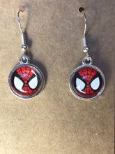 Load image into Gallery viewer, Marvel Inspired Spiderman Earrings with Sterling Silver Hooks