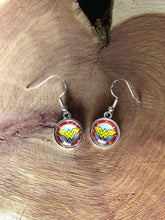 Load image into Gallery viewer, DC Inspired Wonder Woman Earrings with Silver Hooks