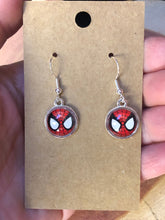 Load image into Gallery viewer, Marvel Inspired Spiderman Earrings with Sterling Silver Hooks