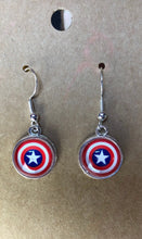 Load image into Gallery viewer, Marvel Inspired Captain America Earrings With Sterling Silver Hooks