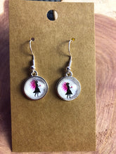 Load image into Gallery viewer, Fairy silhouette 12mm glass cabochon Earrings With Silver Hooks
