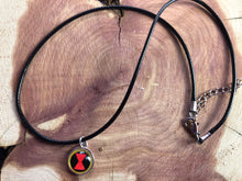Load image into Gallery viewer, Marvel Inspired Black Widow Necklace On Waxed Black Cord