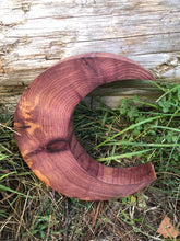 Load image into Gallery viewer, 8” Red Cedar Handmade Crescent Moon Wall Hanging Wall Art Altar