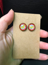 Load image into Gallery viewer, DC Inspired 12mm Wonder Woman Wooden Stud earrings