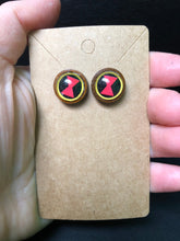 Load image into Gallery viewer, Marvel Inspired 12mm Black Widow Wooden Stud earrings