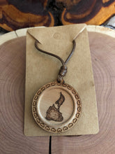 Load image into Gallery viewer, Handmade Wood-burned Block Island Necklace on adjustable cord