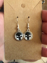Load image into Gallery viewer, Marvel Inspired Punisher Earrings with Sterling Silver Hooks