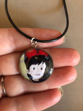 Load image into Gallery viewer, Large 25mm Studio Gibli Kiki’s Delivery’s Service inspired glass cabochon Necklace and Pendant on Waxed Cord
