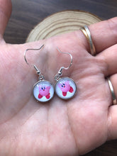 Load image into Gallery viewer, Kirby Inspired 12mm earrings with silver plated hooks