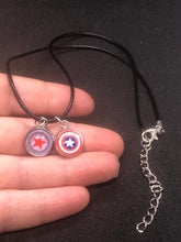 Load image into Gallery viewer, Marvel Inspired Captain America and Bucky Winter Soldier Barnes Necklace On Waxed Black Cord