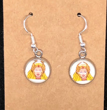 Load image into Gallery viewer, He-Man Inspired She-ra 80’s Retro Cartoon Dangle Earrings