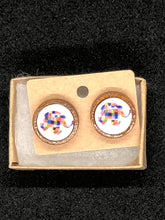 Load image into Gallery viewer, Elmer Inspired Wooden Colorful Patchwork Elephant Stud Earring Teacher Gift Librarian Gift