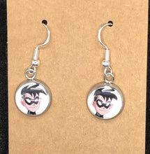 Load image into Gallery viewer, DC Inspired Justice League Unlimited Cartoon Robin Earrings with Silver Hooks