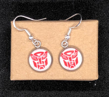Load image into Gallery viewer, Transformers Inspired 80’s Retro Cartoon Dangle Earrings Decepticon and Autobot