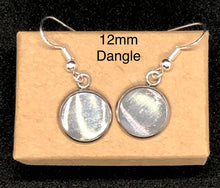 Load image into Gallery viewer, Fairy silhouette 12mm glass cabochon Earrings With Silver Hooks