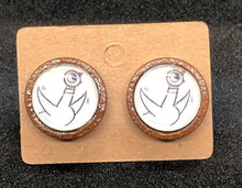 Load image into Gallery viewer, Mo Willems Inspired Wooden Pigeon Stud Earring Teacher Gift Librarian Gift