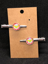 Load image into Gallery viewer, DC Wonder Woman Inspired Super Hero Alligator Clip bow hair glass 12mm Cabochon Alligator