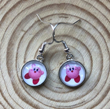 Load image into Gallery viewer, Kirby Inspired 12mm earrings with silver plated hooks