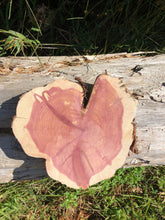 Load image into Gallery viewer, 10” SANDED red cedar heart Rustic slice/cookie/slab/round centerpiece live edge—free gift with purchase! Wedding, crafts and more!