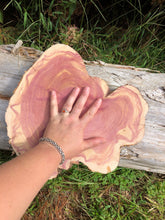 Load image into Gallery viewer, 12” Sanded Red cedar Rustic slice cookie slab round centerpiece live edge—free gift with purchase! Wedding, crafts and more!