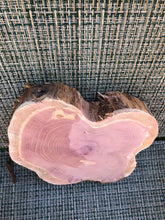 Load image into Gallery viewer, 9” SANDED red cedar rustic slice cookie slab round centerpiece live edge—free gift with purchase! Wedding, crafts and more!