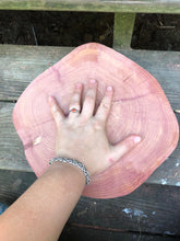 Load image into Gallery viewer, 12” Red cedar wood slice, tree slab, for centerpieces, wedding decor, large wood round 2” thick SANDED