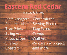 Load image into Gallery viewer, 12” Sanded Red Cedar Wood Cookie Rustic Slice Slab Round Centerpiece Live Edge Wedding Crafts