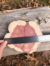 Load image into Gallery viewer, 2 Gorgeous 7” red cedar slices/cookies/slabs/rounds centerpiece live edge—free gift with purchase! Wedding, crafts, Rustic