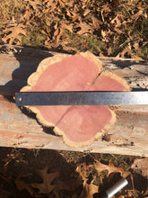 Load image into Gallery viewer, 11” Red cedar wood slice, tree slab, for centerpieces, wedding decor, large wood round