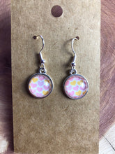 Load image into Gallery viewer, Cute Pink and Orange Heart 12mm Glass Cabochon Valentines Earrings With Silver Hooks