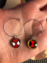 Load image into Gallery viewer, Marvel Inspired Silver Wine Charm Set of 8 With Storage Bag