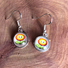 Load image into Gallery viewer, Nintendo Inspired Mario Flower Earrings With Sterling Silver Hooks