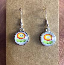 Load image into Gallery viewer, Nintendo Inspired Mario Flower Earrings With Sterling Silver Hooks