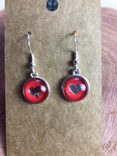 Load image into Gallery viewer, Shiny Silver Heart 12mm Glass Cabochon Valentines Earrings With Silver Hooks