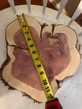 Load image into Gallery viewer, 12” Sanded Red Cedar Wood Cookie Rustic Slice Slab Round Centerpiece Live Edge Wedding Crafts