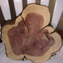 Load image into Gallery viewer, 12” Sanded Red Cedar Wood Cookie Rustic Slice Slab Round Centerpiece Live Edge Wedding Crafts