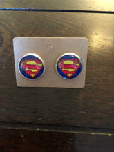 Load image into Gallery viewer, DC Inspired 12mm Superman Stainless Steel Stud earrings