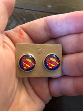 Load image into Gallery viewer, DC Inspired 12mm Superman Stainless Steel Stud earrings
