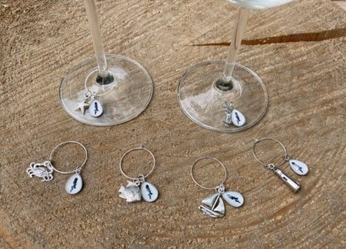 Beautiful Unique Jamestown Rhode Island Wine Charm Set of 6