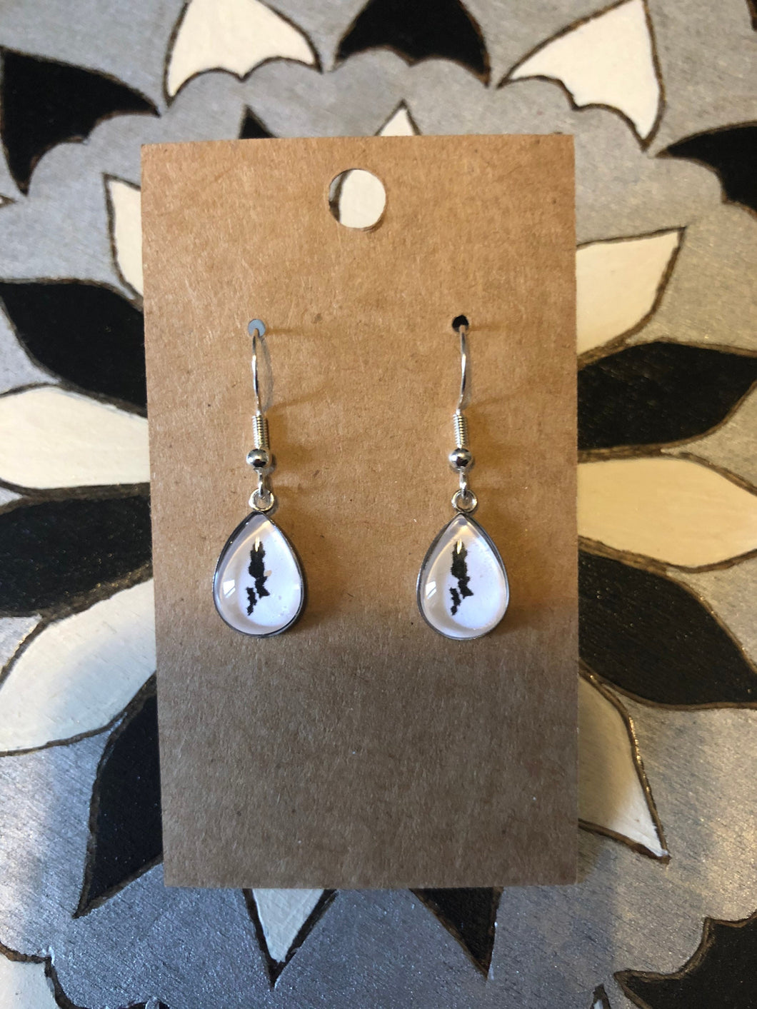 Handmade Sterling Silver Hook Jamestown RI Map Earrings