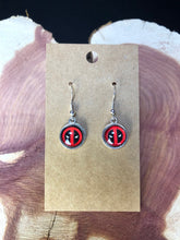 Load image into Gallery viewer, Marvel Inspired Deadpool Earrings With Sterling Silver Hooks
