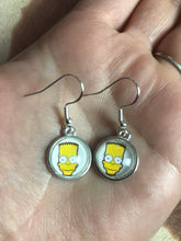 Load image into Gallery viewer, Simpsons Inspired Bart Simpson Earrings with Silver Hooks
