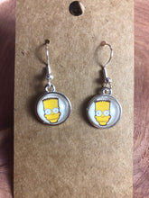 Load image into Gallery viewer, Simpsons Inspired Bart Simpson Earrings with Silver Hooks
