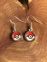 Load image into Gallery viewer, Pokémon Inspired Pokeball Earrings with Silver Hooks
