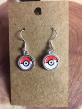 Load image into Gallery viewer, Pokémon Inspired Pokeball Earrings with Silver Hooks
