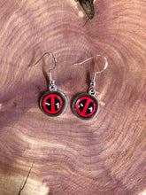 Load image into Gallery viewer, Marvel Inspired Deadpool Earrings With Sterling Silver Hooks
