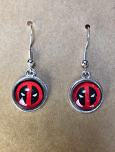 Load image into Gallery viewer, Marvel Inspired Deadpool Earrings With Sterling Silver Hooks
