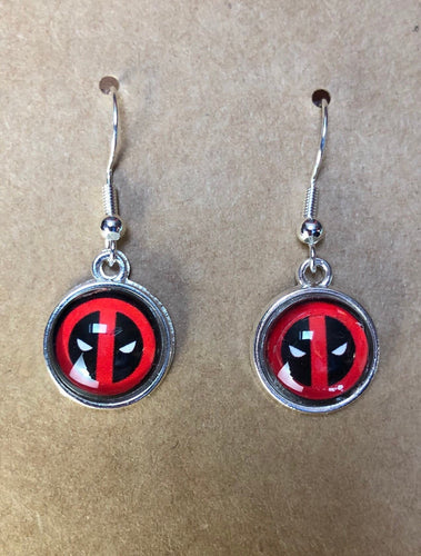 Marvel Inspired Deadpool Earrings With Sterling Silver Hooks