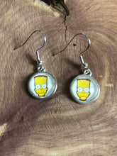 Load image into Gallery viewer, Simpsons Inspired Bart Simpson Earrings with Silver Hooks
