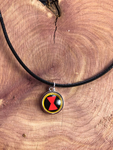 Marvel Inspired Black Widow Necklace On Waxed Black Cord